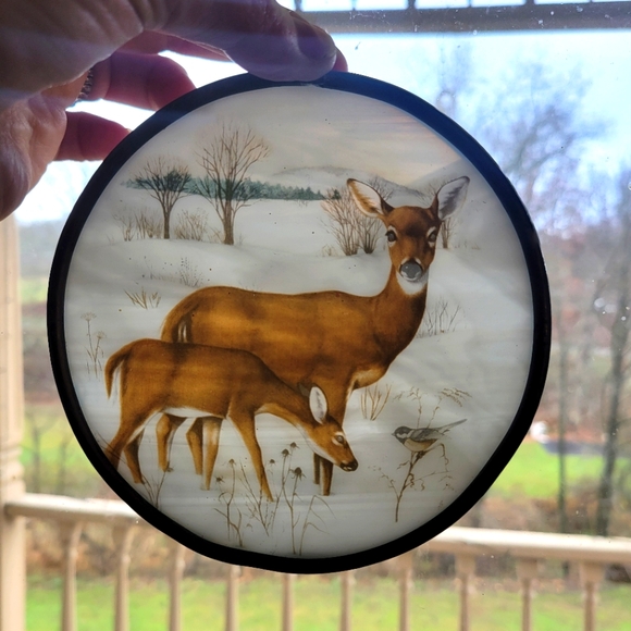 Stained glass opalescent deer window suncatcher